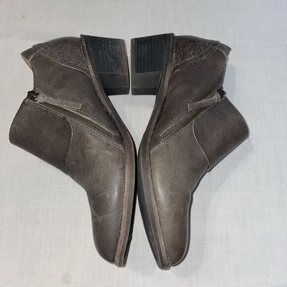 Halsa Michelle Womens Zip Sides Bootine Size 11 M Brown Leather Block Heels - Picture 5 of 12